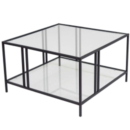 Τραπέζι Σαλονιού Uranus 706CLN1133 80x80x40cm Black-Clear