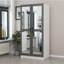 Ντουλάπα Δίφυλλη Kale 506MNR2157 90x52x210cm Anthracite-White Δίφυλλη