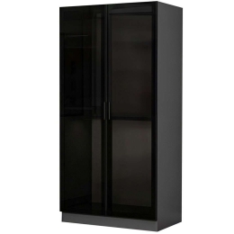 Ντουλάπα Δίφυλλη Kale Glass 506MNR2165 90x52x210cm Anthracite-Black Δίφυλλη