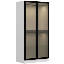 Ντουλάπα Δίφυλλη Kale Glass 506MNR2167 90x52x210cm Black-White Δίφυλλη