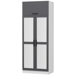 Ντουλάπα Δίφυλλη Με Πατάρι Kale 506MNR2228 90x52x255cm Anthracite-White Δίφυλλη
