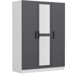 Ντουλάπα Τρίφυλλη Kale 506MNR2264 135x52x210cm Anthracite-White Τρίφυλλη