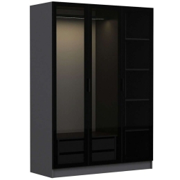 Ντουλάπα Τρίφυλλη Kale 506MNR2272 135x52x210cm Anthracite-Black Τρίφυλλη