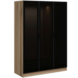 Ντουλάπα Τρίφυλλη Kale 506MNR2285 135x52x210cm Oak-Black Τρίφυλλη