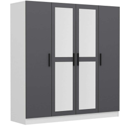 Ντουλάπα Τετράφυλλη Kale 506MNR2461 180x52x210cm Anthracite-White Τετράφυλλη