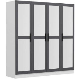 Ντουλάπα Τετράφυλλη Kale 506MNR2473 180x52x210cm Anthracite-White Τετράφυλλη