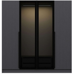 Ντουλάπα Τετράφυλλη Kale Plus 506MNR2494 180x52x210cm Anthracite-Black Τετράφυλλη