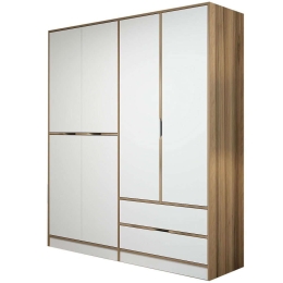 Ντουλάπα Εξάφυλλη Elina 506MNR2497 185x52x208cm Oak-White Εξάφυλλη