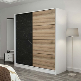 Ντουλάπα Δίφυλλη Kale 506MNR2524 180x60x210cm Marble Effect Black-Multi Δίφυλλη