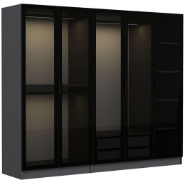 Ντουλάπα Πεντάφυλλη Kale 506MNR2586 225x52x190cm Anthracite-Black Πεντάφυλλη