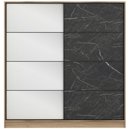 Ντουλάπα Δίφυλλη Kale 506MNR2638 180x60x210cm Marble Effect Black-Oak Δίφυλλη