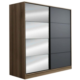 Ντουλάπα Δίφυλλη Kale 506MNR2644 220x60x210cm Dark Oak-Anthracite Δίφυλλη