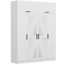 Ντουλάπα Τετράφυλλη Με Πατάρι Kale 506MNR2652 180x52x255cm White Τετράφυλλη