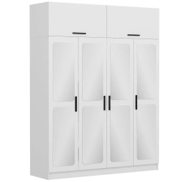 Ντουλάπα Τετράφυλλη Με Πατάρι Kale 506MNR2654 180x52x255cm White Τετράφυλλη