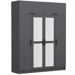 Ντουλάπα Τετράφυλλη Με Πατάρι Kale 506MNR2656 180x52x255cm Anthracite Τετράφυλλη