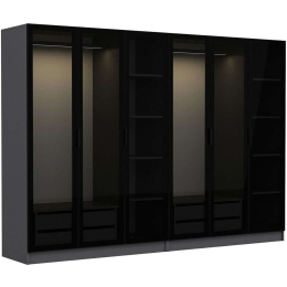 Ντουλάπα Εξάφυλλη Kale 506MNR2731 270x52x210cm Anthracite-Black Εξάφυλλη