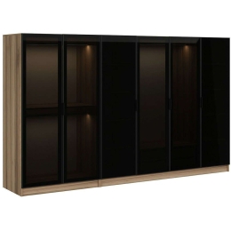 Ντουλάπα Εξάφυλλη Kale 506MNR2756 270x52x210cm Black-Oak Εξάφυλλη