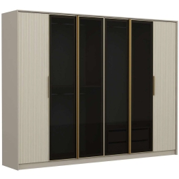 Ντουλάπα Εξάφυλλη Luxe 506MNR2764 273,6x52x210cm Multi-White Εξάφυλλη