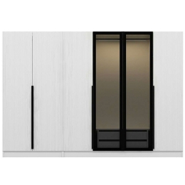 Ντουλάπα Εξάφυλλη Kale Plus 506MNR2855 270x52x210cm White-Black Εξάφυλλη