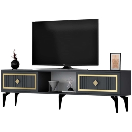 Έπιπλο Τηλεόρασης Nil 475OLV2637 150x29,6x44,6cm Anthracite-Gold