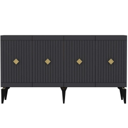 Μπουφές Midas 475OLV1750 150x40x79cm Anthracite-Gold Μοριοσανίδα, Μελαμίνη