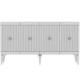Μπουφές Midas 475OLV1753 150x40x79cm White-Silver Μοριοσανίδα, Μελαμίνη
