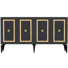 Μπουφές Nora 475OLV1754 150x40x79cm Anthracite-Gold Μοριοσανίδα, Μελαμίνη