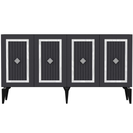 Μπουφές Nora 475OLV1755 150x40x79cm Anthracite-Silver Μοριοσανίδα, Μελαμίνη