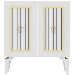 Μπουφές Capri 475OLV1760 75x40x79cm White-Gold Μοριοσανίδα, Μελαμίνη