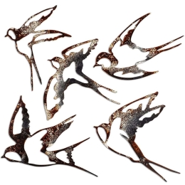 Διακοσμητικό Τοίχου Birds (Σετ 5Τμχ) 891TNL3303 19x14/17x19/19x11/19x19cm Multi Wallity Μέταλλο