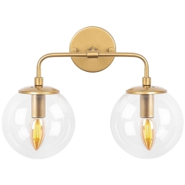 Φωτιστικό Τοίχου - Απλίκα Horn 942FLG2175 37x21x27cm 2xE14 40W Clear-Gold Opviq