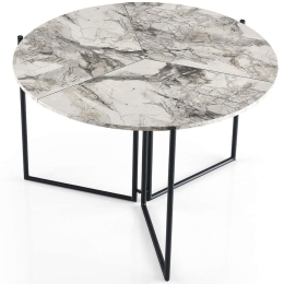 Τραπέζι Αναδιπλούμενο Yaprak 974NMB1518 Φ100x72cm Marble Effect White Μελαμίνη,Μέταλλο