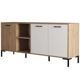 Μπουφές Aurora 389MZA2203 180x45x80cm Oak-White Μελαμίνη,Μέταλλο