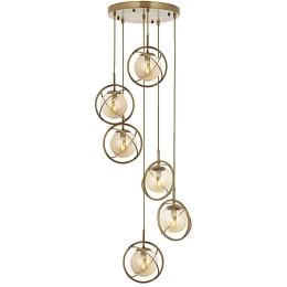 Φωτιστικό Οροφής 301AUR1254 Φ40x140cm 6xE14 40W Gold Opviq