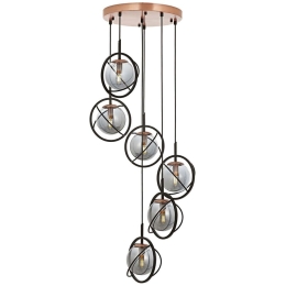 Φωτιστικό Οροφής 301AUR1257 Φ40x140cm 6xE14 40W Black-Bronze Opviq
