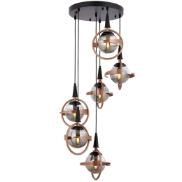 Φωτιστικό Οροφής 301AUR1345 Φ40x100cm 6xE14 40W Black-Bronze Opviq