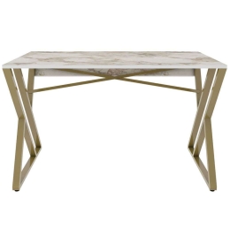 Γραφείο Gyza 322RTC1304 120x60x75cm Marble Effect White-Gold