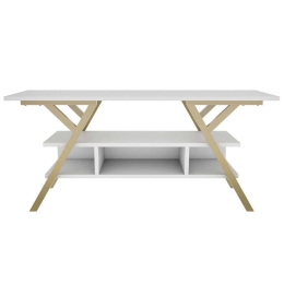 Έπιπλο Τηλεόρασης Minerva 322RTC2319 120x35x55cm Gold-White