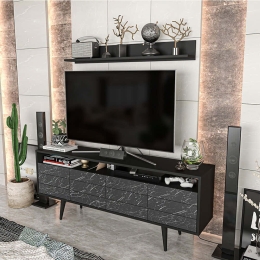 Σύνθεση Τηλεόρασης Ola 322RTC2451 160x35x64,5cm Marble Effect Black