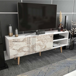 Έπιπλο Τηλεόρασης Ronas 322RTC2455 160x35x38,6cm Marble Effect White