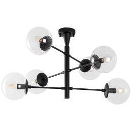 Φωτιστικό Οροφής - Πλαφονιέρα Arge 942FLG2508 75x75x40cm 6xE14 40W Black-Clear Opviq