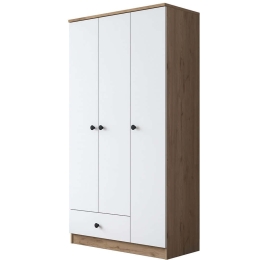Ντουλάπα Τρίφυλλη 893RAN4551 90x42,5x170cm Oak-White Τρίφυλλη
