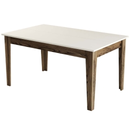 Τραπέζι Milan 517 845HCT1405 145x88x75cm Walnut-Cream Μοριοσανίδα, Μελαμίνη