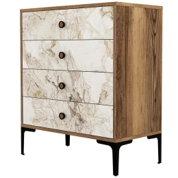 Συρταριέρα Lizbon 845HCT1203 76x40x90,7cm Marble Effect White-Walnut