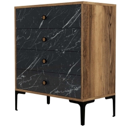 Συρταριέρα Lizbon 845HCT1206 76x40x90,7cm Marble Effect Black-Walnut
