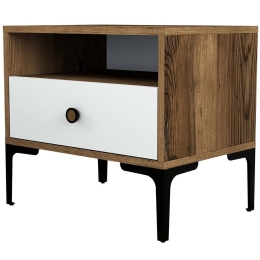 Κομοδίνο Lizbon 845HCT2502 56x40x50,8cm Walnut-White