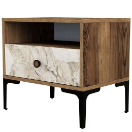 Κομοδίνο Lizbon 845HCT2503 56x40x50,8cm Walnut-White