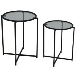 Τραπεζάκια Βοηθητικά (Σετ 2Τμχ) 552NOS1452 50x50x60/50x50x50cm Black