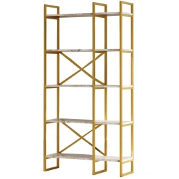 Βιβλιοθήκη 956LCS1423 87,5x30x175cm Marble Effect White-Gold