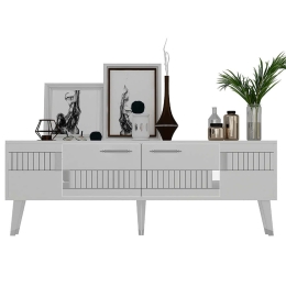 Έπιπλο Τηλεόρασης Moda 475OLV1434 150x35x53,2cm White-Silver